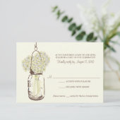 Hydrangea & Mason Jar Wedding RSVP Karte (Stehend Vorderseite)