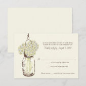 Hydrangea & Mason Jar Wedding RSVP Karte (Vorne/Hinten)