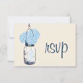 Hydrangea & Mason Jar Wedding RSVP Karte (Vorderseite)