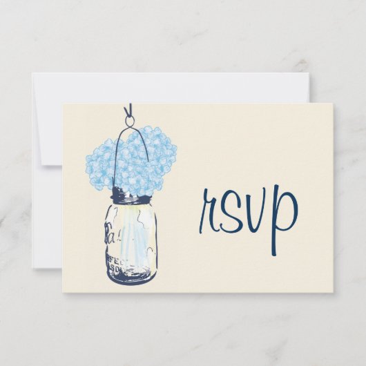 Hydrangea & Mason Jar Wedding RSVP Karte (Vorderseite)
