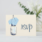 Hydrangea & Mason Jar Wedding RSVP Karte (Stehend Vorderseite)