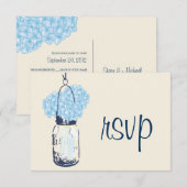 Hydrangea & Mason Jar Wedding RSVP Karte (Vorne/Hinten)