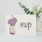 Hydrangea & Mason Jar Wedding RSVP Karte (Stehend Vorderseite)