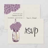 Hydrangea & Mason Jar Wedding RSVP Karte (Vorne/Hinten)