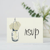 Hydrangea & Mason Jar Wedding RSVP Karte (Stehend Vorderseite)