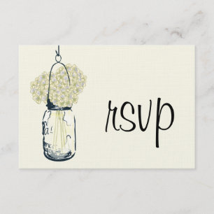 Hydrangea & Mason Jar Wedding RSVP Karte