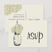 Hydrangea & Mason Jar Wedding RSVP Karte (Vorne/Hinten)