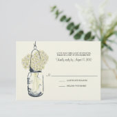Hydrangea & Mason Jar Wedding RSVP Karte (Stehend Vorderseite)