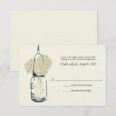 Hydrangea & Mason Jar Wedding RSVP Karte (Vorne/Hinten)