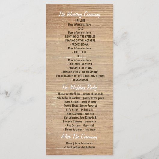 Hydrangea Masson Glas rustikale Hochzeitsprogramme Programm (Rückseite)