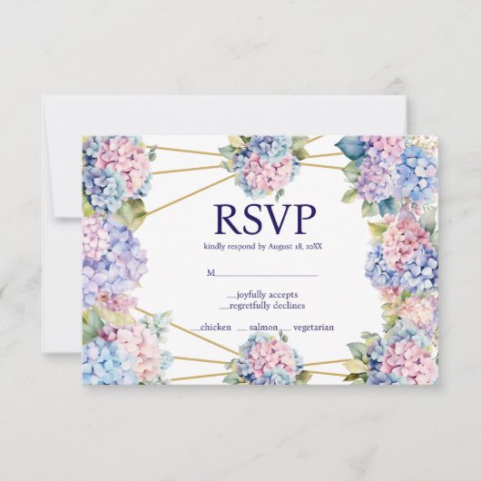 Hydrangea Menü Choice UAWG Response Card RSVP Karte (Vorderseite)