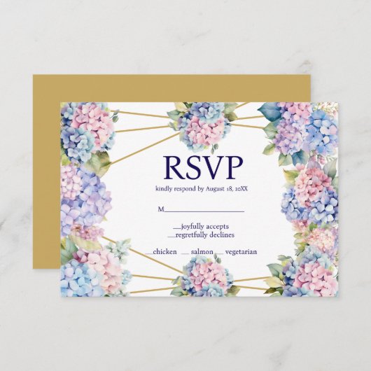 Hydrangea Menü Choice UAWG Response Card RSVP Karte (Vorne/Hinten)