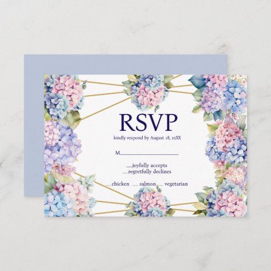Hydrangea Menü Choice UAWG Response Card RSVP Karte (Vorne/Hinten)