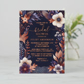 Hydrangea Metallic Pure Navy Blue Brautparty Folieneinladung (Stehend vorne)