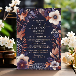 Hydrangea Metallic Pure Navy Blue Brautparty Folieneinladung