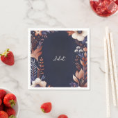 Hydrangea Metallic Pure Navy Blue Brautparty Serviette (Beispiel)