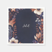 Hydrangea Metallic Pure Navy Blue Brautparty Serviette (Vorderseite)