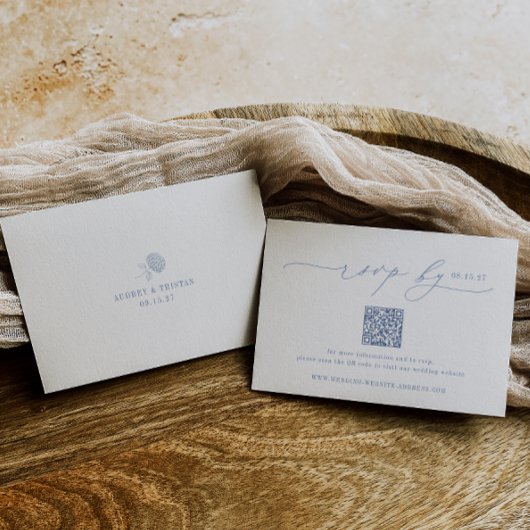 HYDRANGEA Minimalist Wedding QR Code RSVP Card Karte