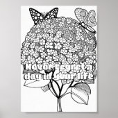 Hydrangea mit druckbarer Schmetterlingsfarbe Poster (Vorne)