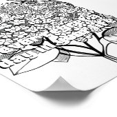 Hydrangea mit druckbarer Schmetterlingsfarbe Poster (Ecke)