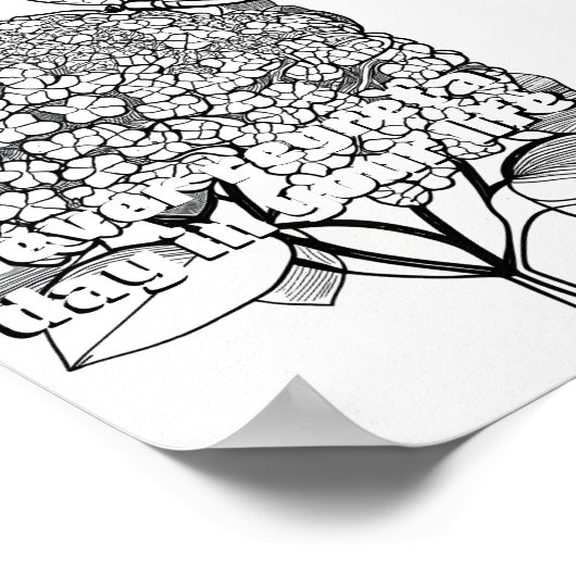 Hydrangea mit druckbarer Schmetterlingsfarbe Poster (Ecke)