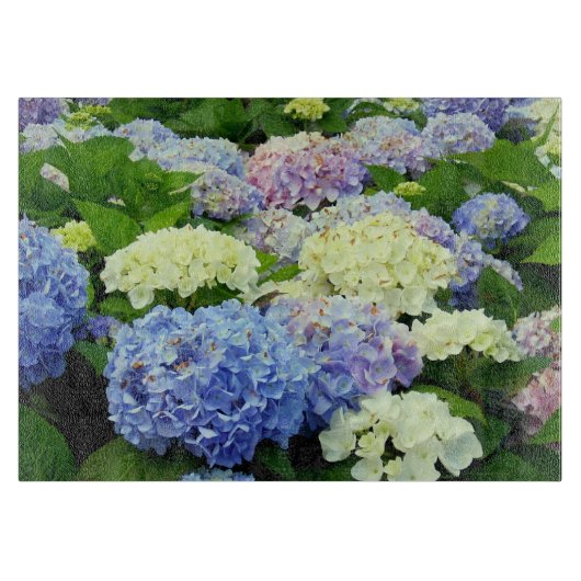 Hydrangea Mix-11x8 GLASSCHNITTSTELLE Schneidebrett (Vorderseite)