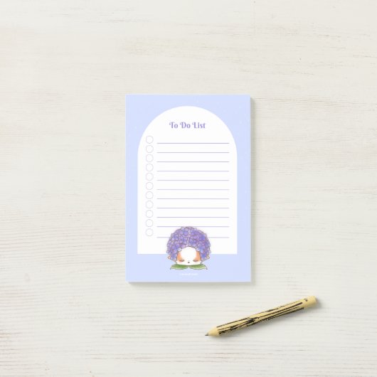 Hydrangea Mochi Rainy Days Lila Blue Blume Post-it Klebezettel (Auf Schreibtisch)