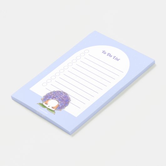 Hydrangea Mochi Rainy Days Lila Blue Blume Post-it Klebezettel (angewinkelt)