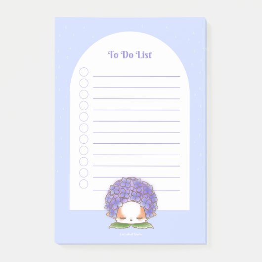 Hydrangea Mochi Rainy Days Lila Blue Blume Post-it Klebezettel (Vorderseite)