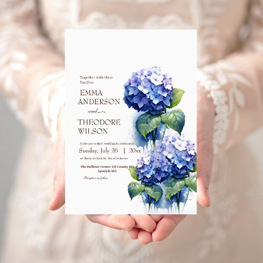 Hydrangea Moderne schöne Blumenhochzeit Einladung