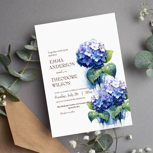 Hydrangea Moderne schöne Blumenhochzeit Einladung
