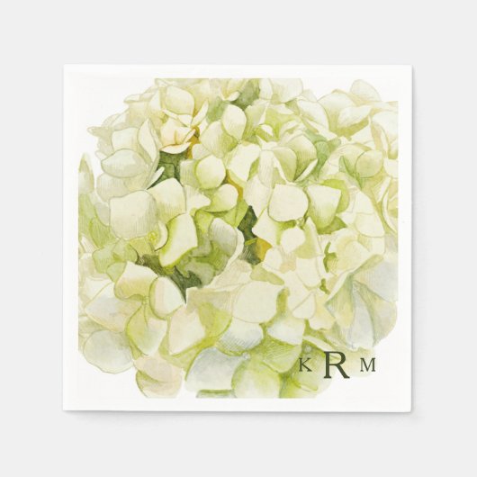 Hydrangea Monogram Cocktail Napkins Serviette (Vorderseite)