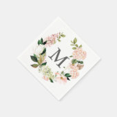 Hydrangea Monogram Wedding Cocktail Napkin Serviette (Ecke)