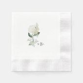 Hydrangea Monogram Wedding Cocktail Serviette (Vorderseite)