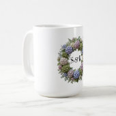 Hydrangea-Monogramm-Hochzeit Kaffeetasse (Vorderseite Links)
