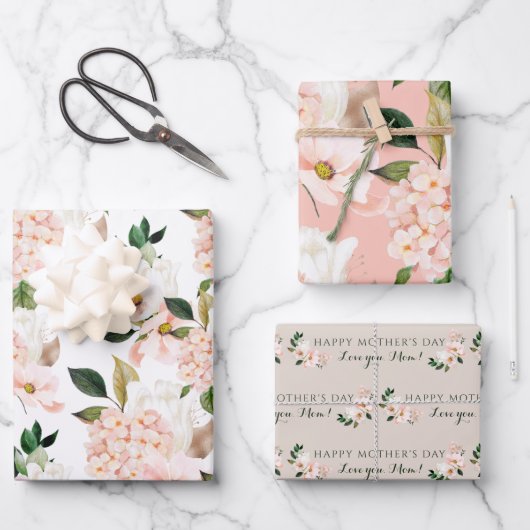 Hydrangea Muttertagswrapping Paper Sheets Geschenkpapier Set (Vorderseite)