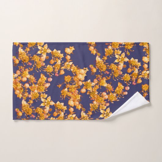 Hydrangea Navy und Orange Handtuch (Handtuch)