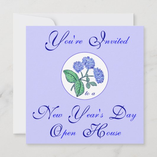 Hydrangea New Year's Day Open House Einladung (Rückseite)