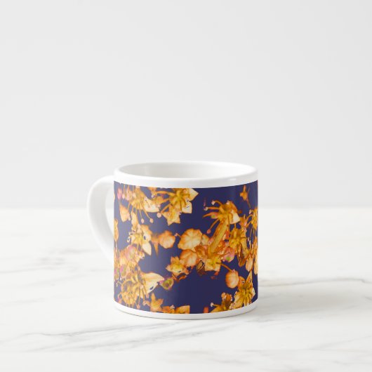Hydrangea-Orange und Marine Espressotasse (Vorderseite Links)