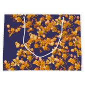 Hydrangea Orange und Marine Große Geschenktüte (Vorderseite)