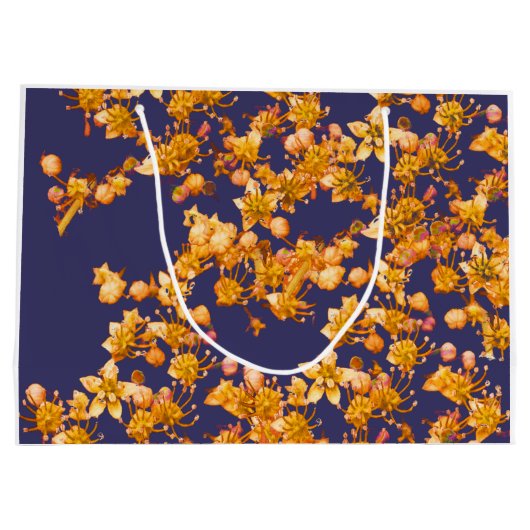 Hydrangea Orange und Marine Große Geschenktüte (Rückseite)