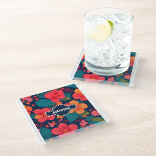 Hydrangea Pastel Personalisiertes Muster Glasuntersetzer