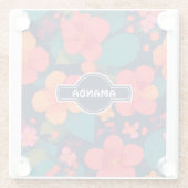 Hydrangea Pastel Personalisiertes Muster Glasuntersetzer (Rückseite)