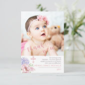 Hydrangea | Peony Blooms Taufe Foto Vielen Dank Dankeskarte (Stehend Vorderseite)