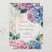 Hydrangea Pink Blue Floral Wedding Einladung (Vorne/Hinten)