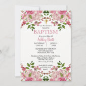 Hydrangea Pink Floral Watercolor Girl Taufe Einladung (Vorderseite)