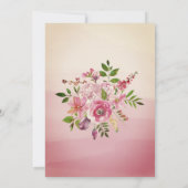 Hydrangea Pink Floral Watercolor Girl Taufe Einladung (Rückseite)