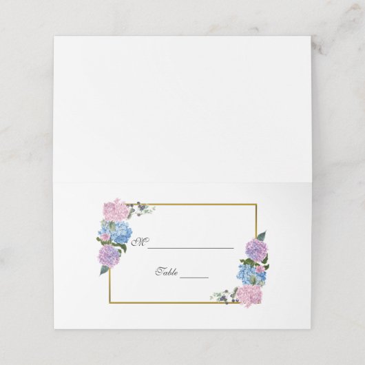 Hydrangea Place - Tafelkarte Platzkarte (Außenseite Aufgefaltet)