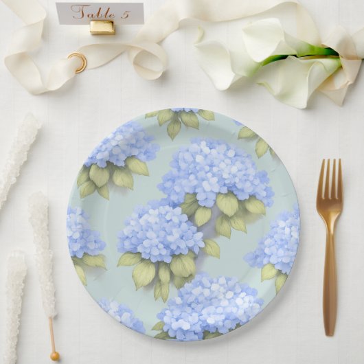 Hydrangea Plates | Duck Egg Blue Floral Party Pappteller (Hochzeit)