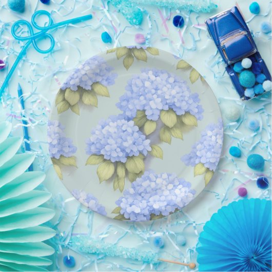 Hydrangea Plates | Duck Egg Blue Floral Party Pappteller (Party)